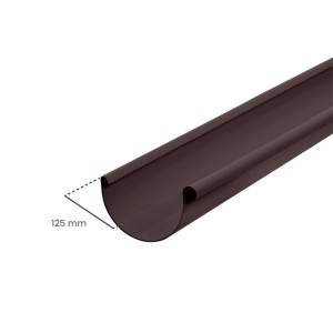 Dunkelbraune Inefa PVC Halbrund-Dachrinne, 200cm, NW 125, für effektive Dachentwässerung. Robust & formstabil.