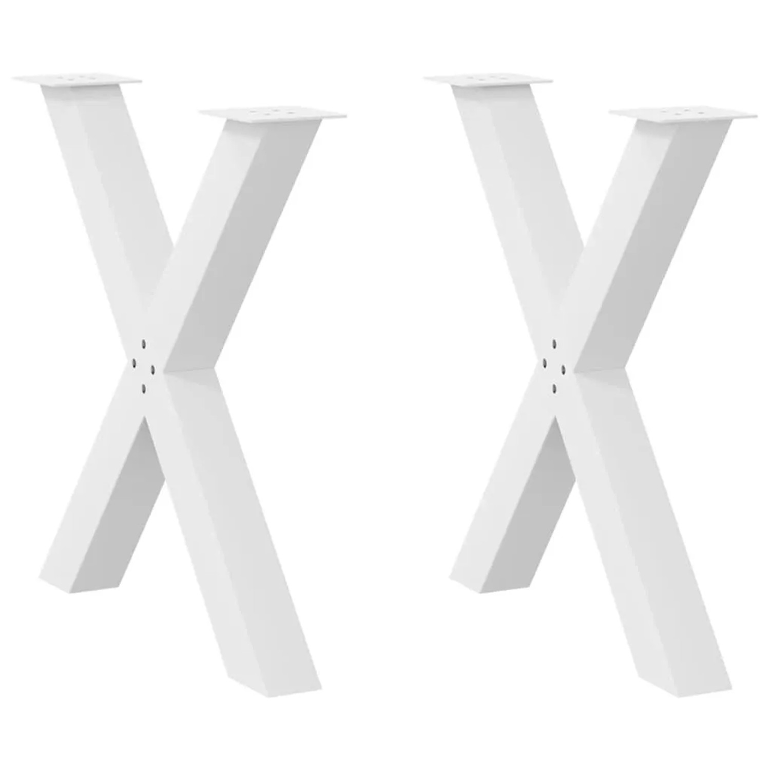 vidaXL Esstischbeine X-Form 2 Stk Weiß 80x72-73 cm Stahl 4012981