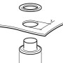 Skizze: Conacord Öse mit Scheibe, Messing vernickelt, Ø 12 mm, 10er Pack, Montageanleitung.