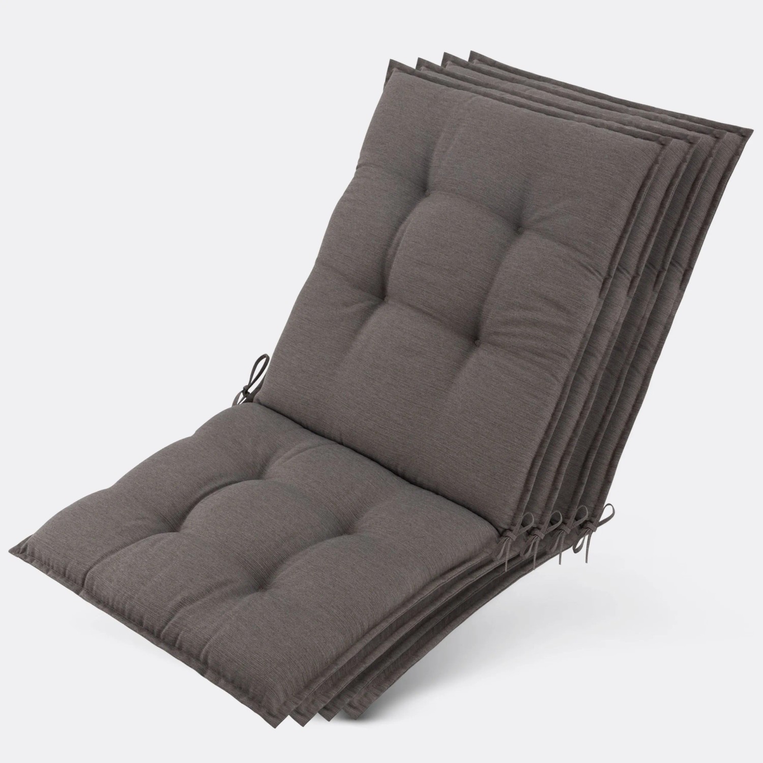 Beautissu 4er Set Premium Niedriglehner Auflage Sun-NL 100x50x8cm Taupe