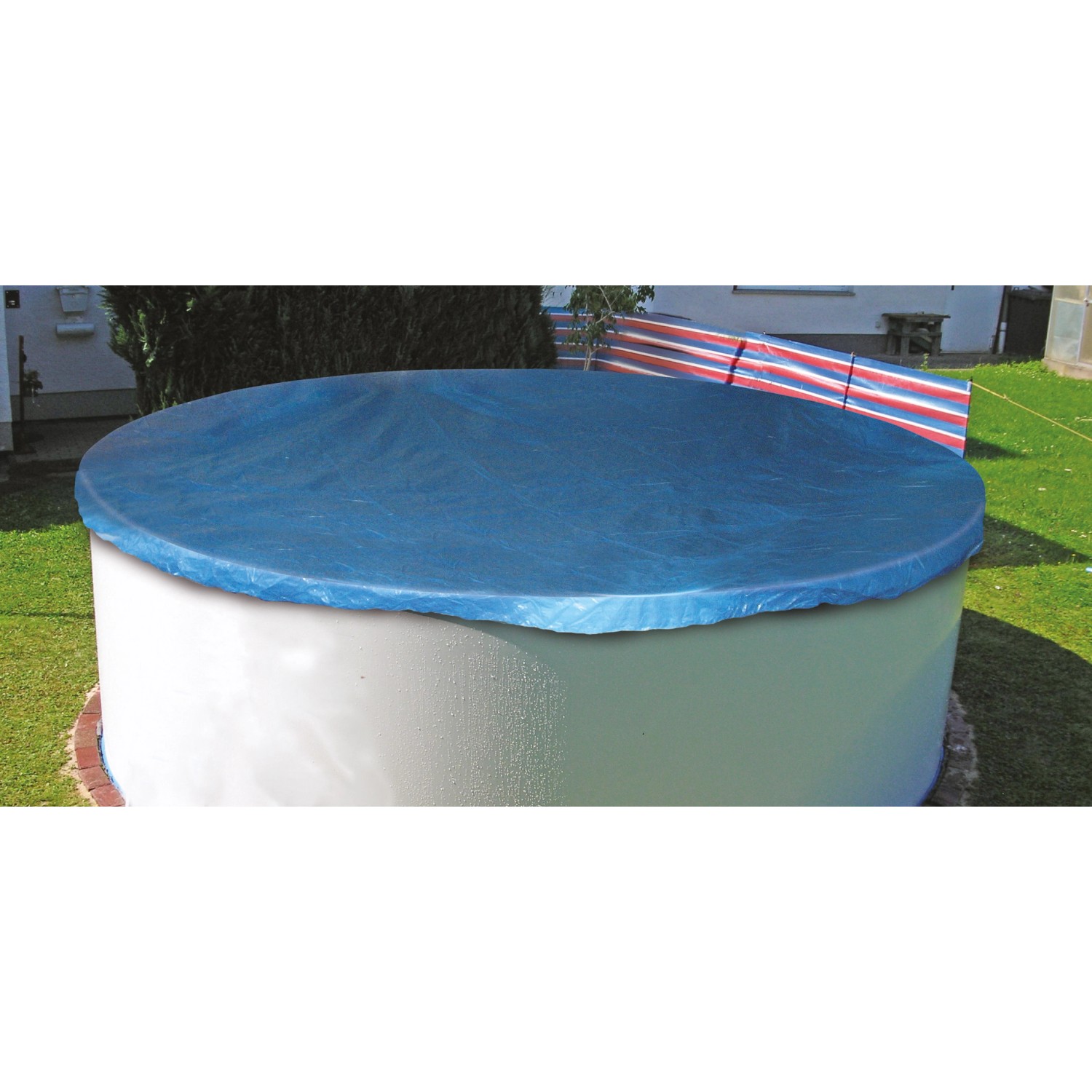 Blau Poolabdeckung rund für Summer Fun Pools mit Ø 350-360 cm. Schutz vor Verschmutzung.