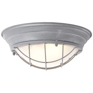 Betongraue Brilliant Deckenleuchte Typhoon, Ø 34 cm, mit Metallkäfig. Moderne Lampe für Decke & Wand.