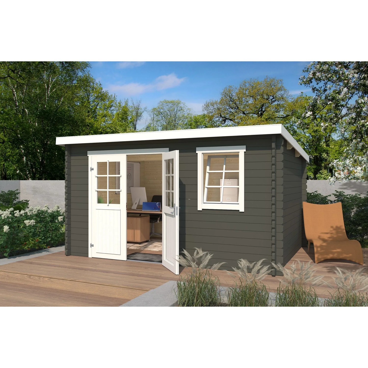 Lasita Gartenhaus Amira 230 Grau-Grün 380 cm x 230 cm