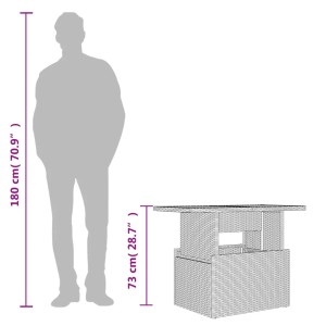 Schwarzer vidaXL Gartentisch aus Rattan und Akazie, 100x55x73 cm, ideal für Garten und Terrasse.