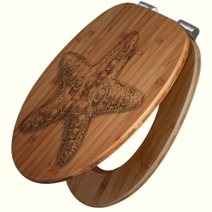 Banjado WC-Sitz aus Bambus mit Muschel-Gravur und Absenkautomatik.