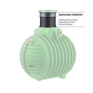 Garantia Erdtank Columbus Proline 3700 L, grüner Regenwassertank mit optionalem Zubehör.