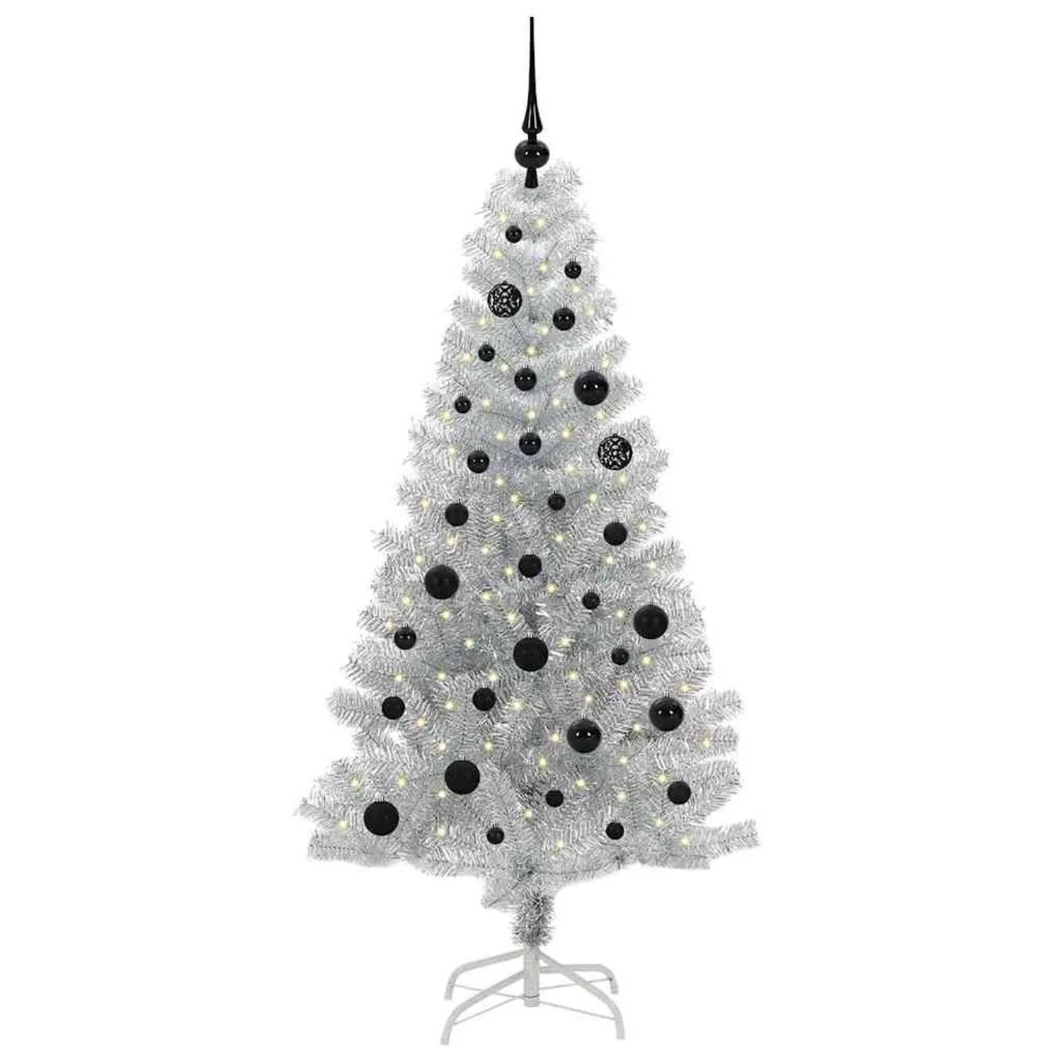 vidaXL Weihnachtsbaum mit 150 LEDs mit Ständer Silber 150 cm PET 3396662