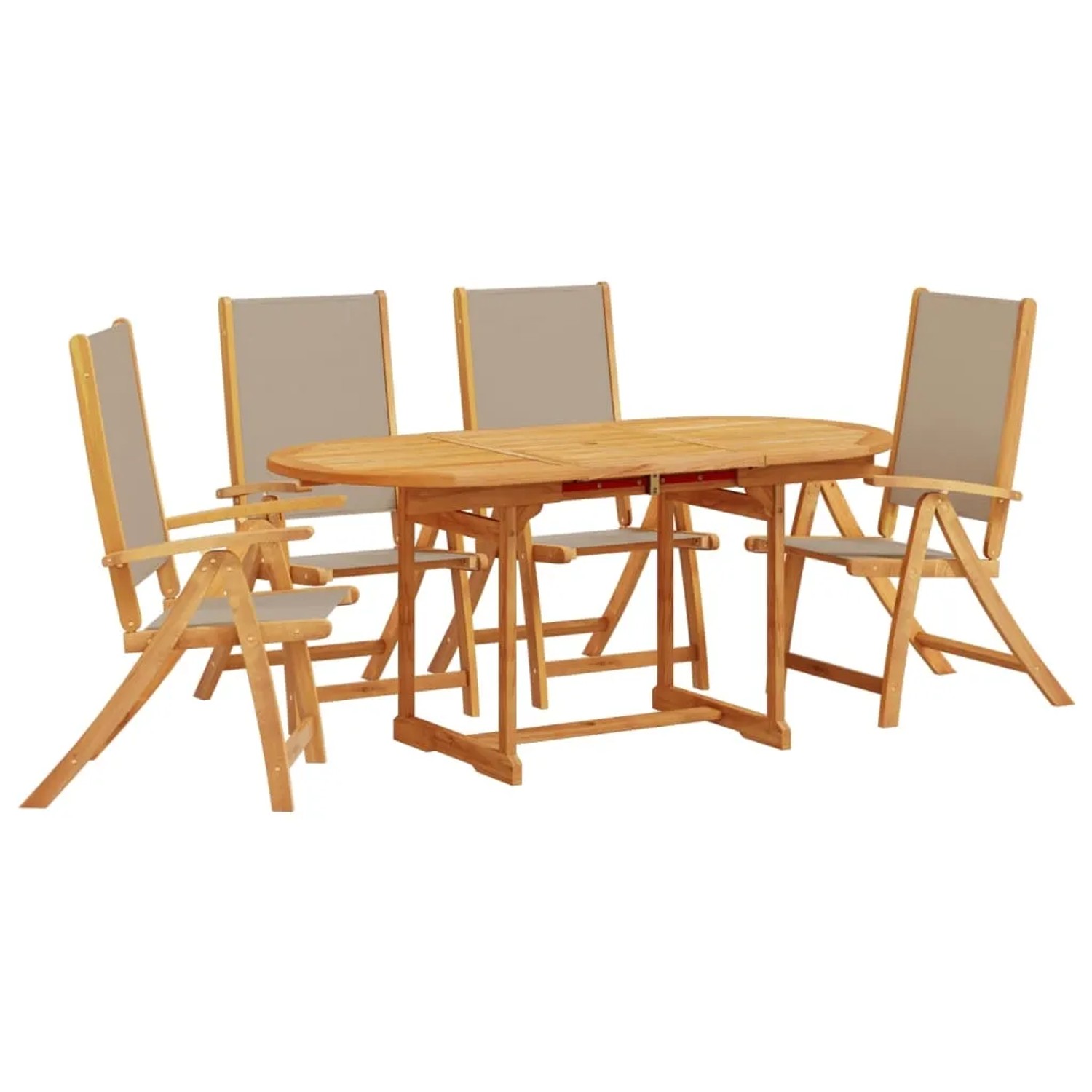 vidaXL 5-Tlg Garten-Essgruppe Massivholz Akazie und Textilene 3279322