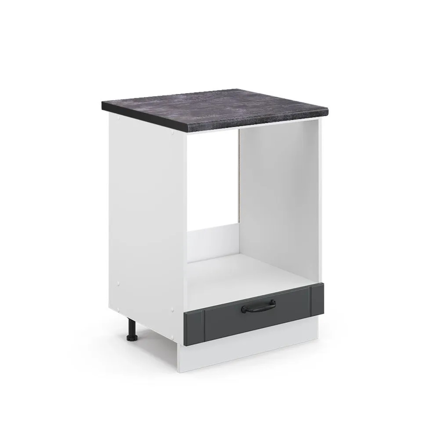 Vicco Herdumbauschrank Fame-Line Anthrazit Landhaus Weiß 60 cm AP Anthrazit