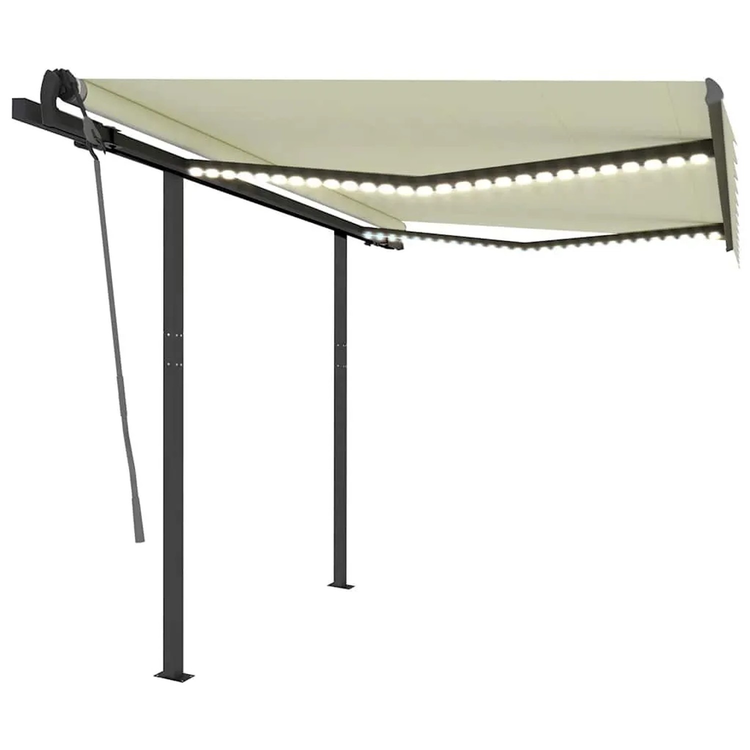 vidaXL Markise Manuell Einziehbar mit LED 3,5x2,5 m Creme 3070122