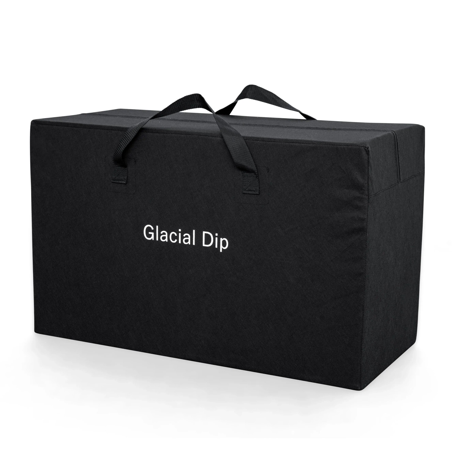 Verpackung des Bestway Eisbad Glacial Dip mit Tragegriffen. Aufdruck: Glacial Dip.