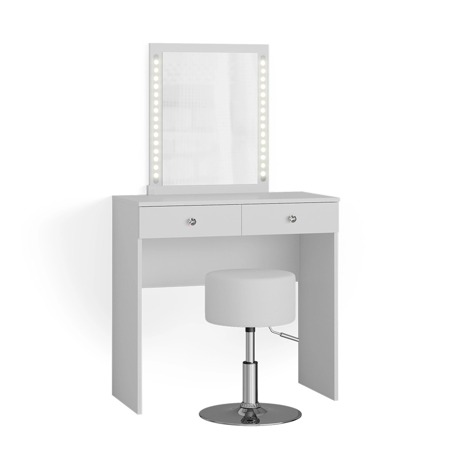 Vicco Schminktisch Elara Weiß 80 cm mit LED Beleuchtung und Hocker günstig online kaufen
