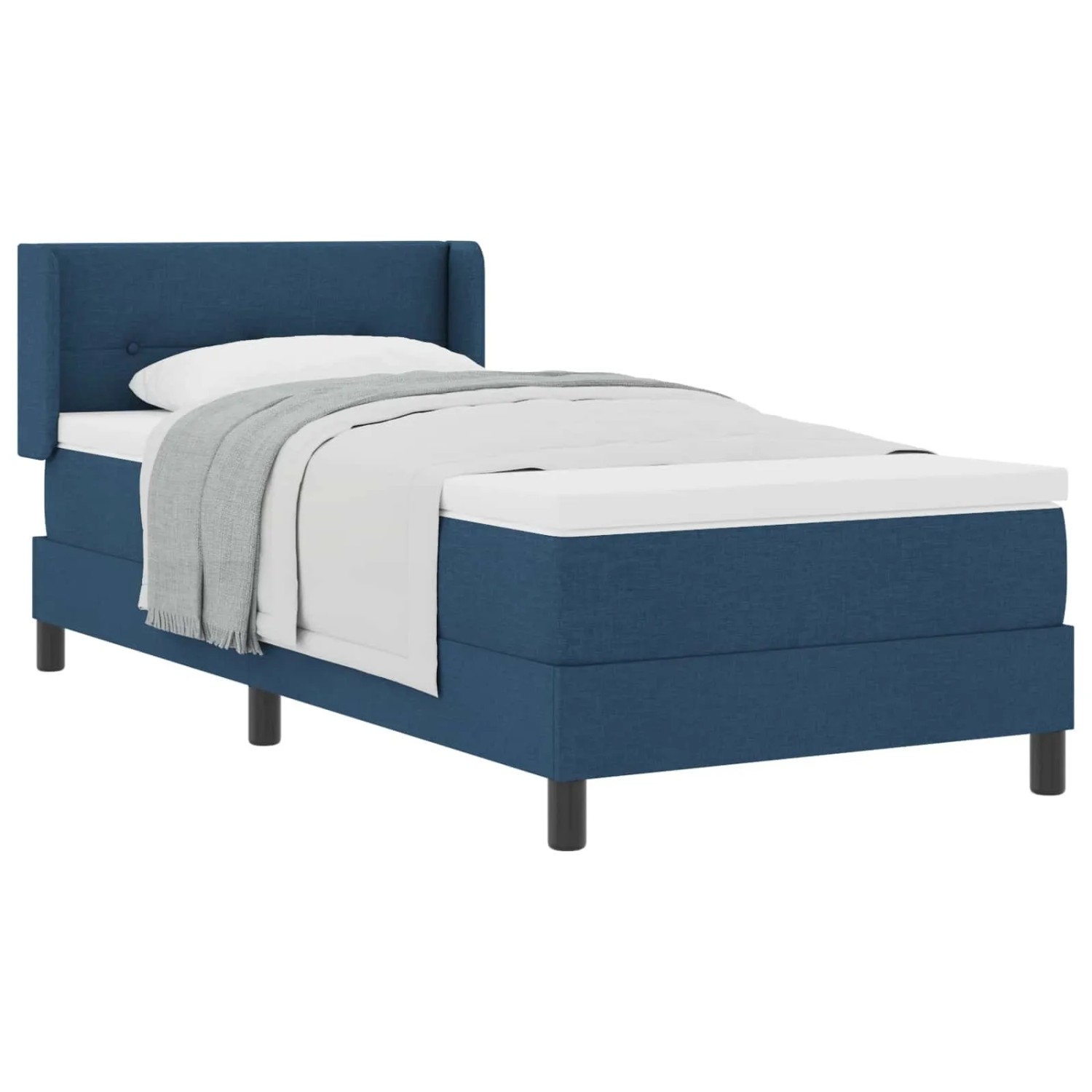 vidaXL Boxspringbett mit Matratze Blau 200 x 90 cm Polyester 3341089