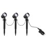 3er Set Brilliant Kamara LED-Außenspießleuchten, schwarz, für Garten und Wege.