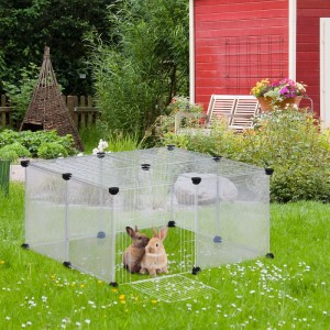 Relaxdays Freilaufgehege Eisen Kunststoff Transparent Schwarz Weiß Erweiterbar 37 cm x 75 cm x 75 cm 2,5 kg