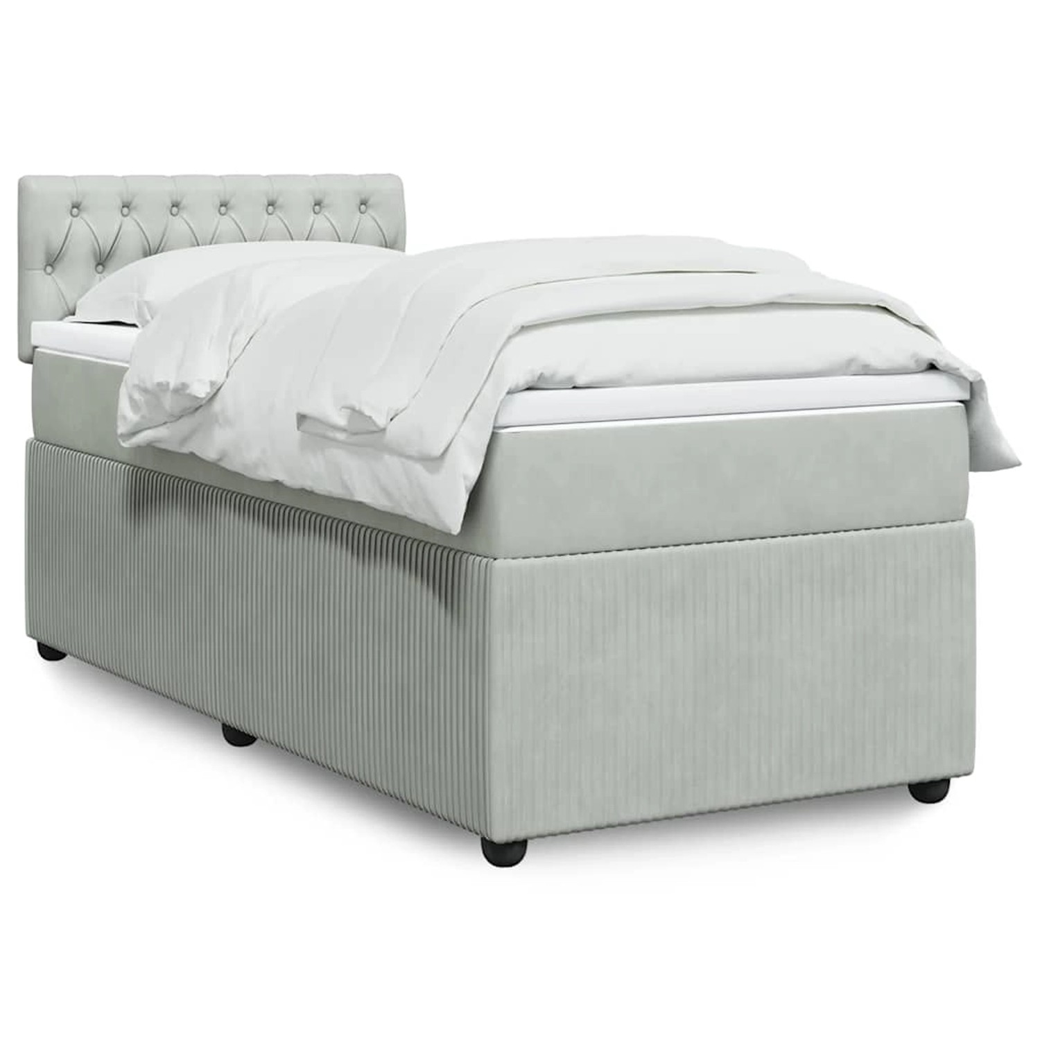 vidaXL Boxspringbett mit Matratze Hellgrau 90x190 cm Samt 3289920 günstig online kaufen