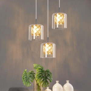 ZMH Pendelleuchte 3 flammig Modern Vintage Glas 120cm Höhenverstellbar G9 Hängeleuchte für Esszimmer Küche