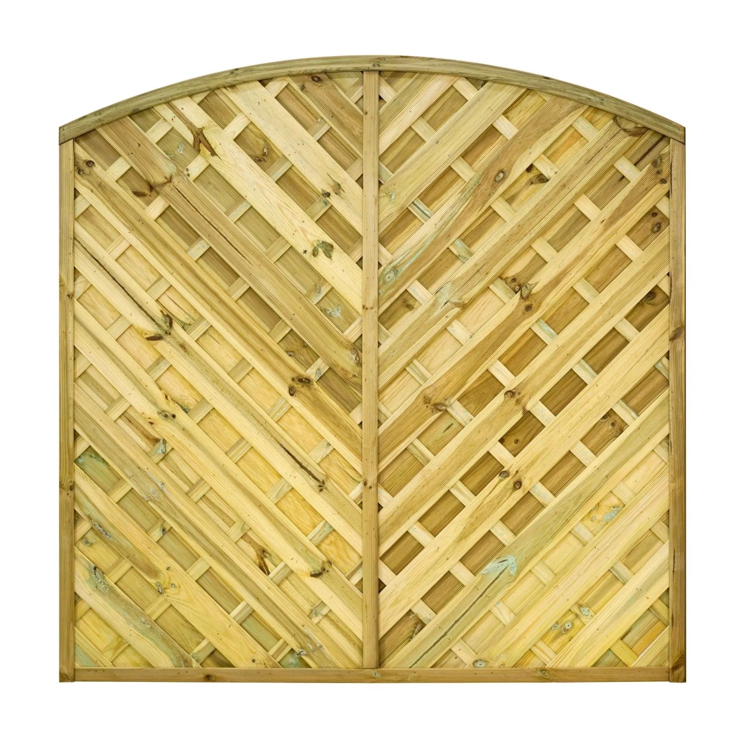 GartenLand Diagonalzaun VARIO Gebogen  180x180 cm Holzzaun Kiefer PEFC KDI Grün 44x44 mm Rahmen