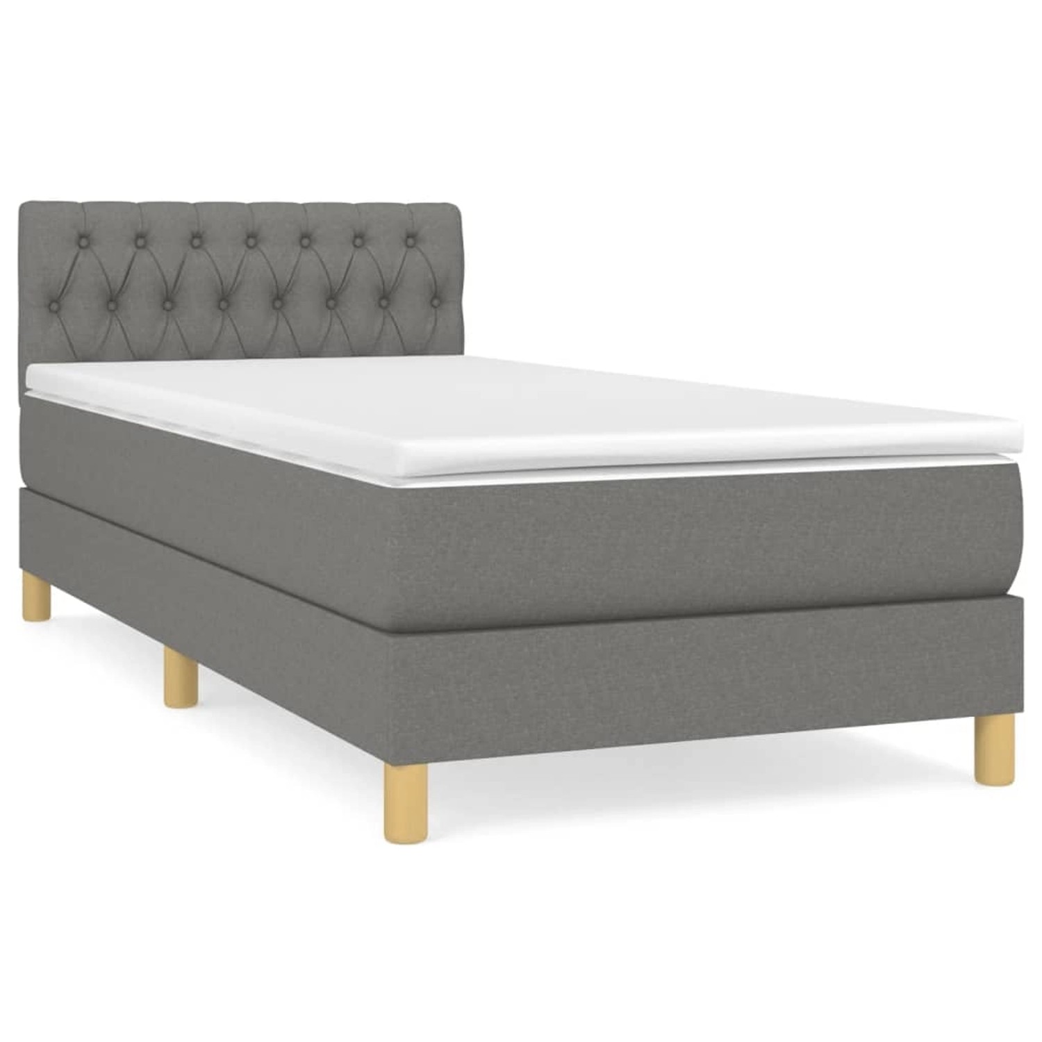 vidaXL Boxspringbett mit Matratze Dunkelgrau 90x190 cm Stoff1388766