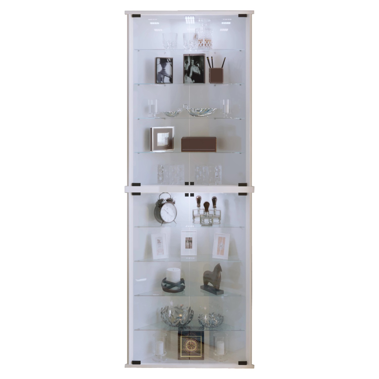 ebuy24 Vecko Maxi Vitrinenschrank Ecke mit 2 Glastüren Weiß günstig online kaufen