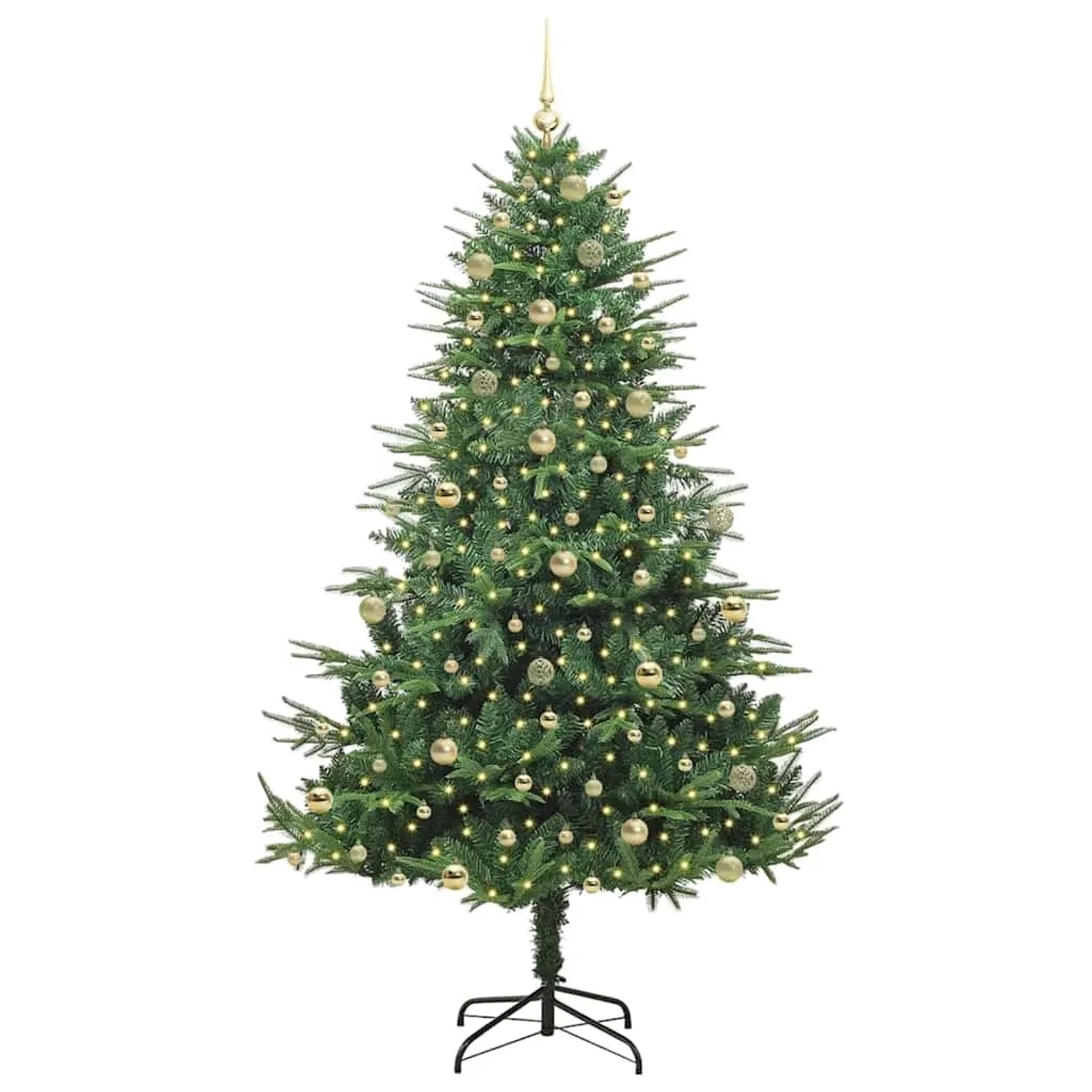 vidaXL Künstlicher Vorbeleuchteter Weihnachtsbaum mit Kugelset Grün 3395370