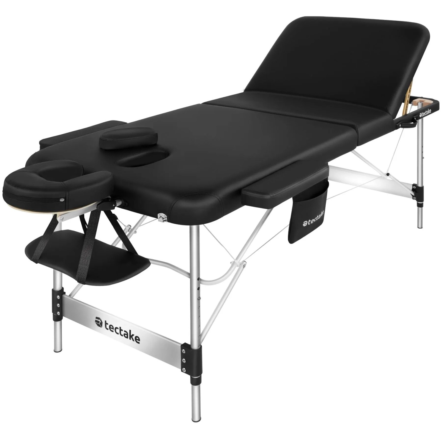 Tectake 3 Zonen Massageliege Ko Tao Breite 78 cm  Polsterung 5 cm Inklusive Tragetasche und 15 Einwegtücher  212 x 108 x 90 cm Schwarz