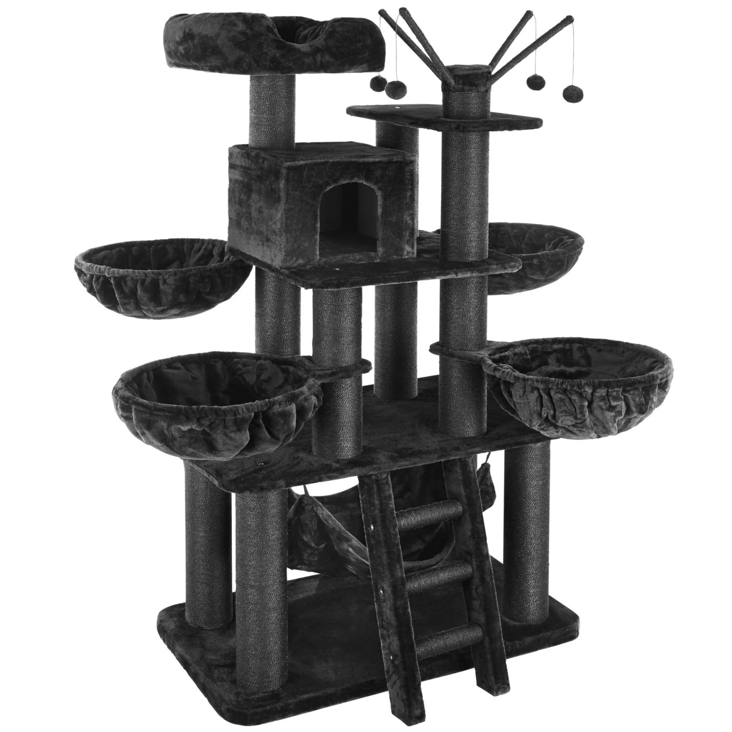 Tectake Kratzbaum Gismo 195 cm Sisal  130 x 79 x 195 cm Schwarz