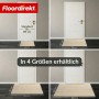 Floordirekt Schmutzfangmatte CIRCA, beige mit Streifen, in 4 Größen vor Türen.