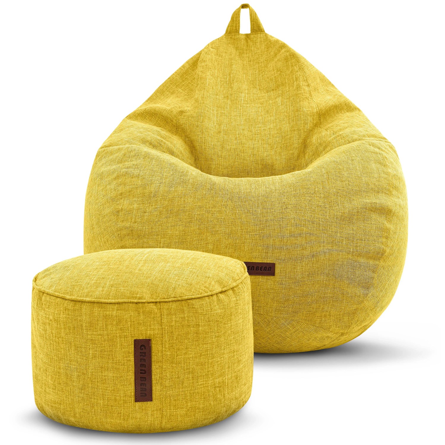 Green Bean Sitzhocker Motiv-Sitzsack 80 x 50 x 90 cm Waschbarer Bezug Gelb