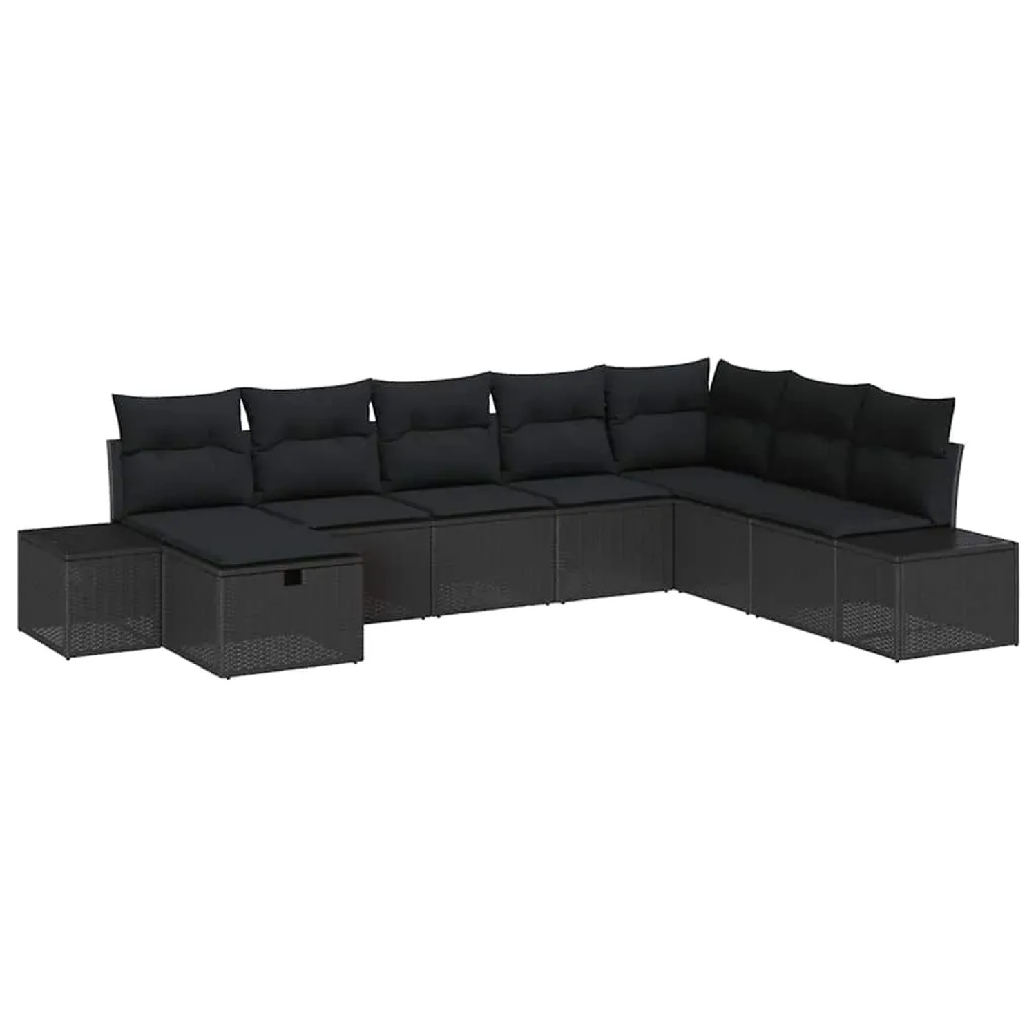vidaXL Garten-Sofa-Set mit Kissen 8-Tlg Schwarz Poly Rattan 3359432 günstig online kaufen
