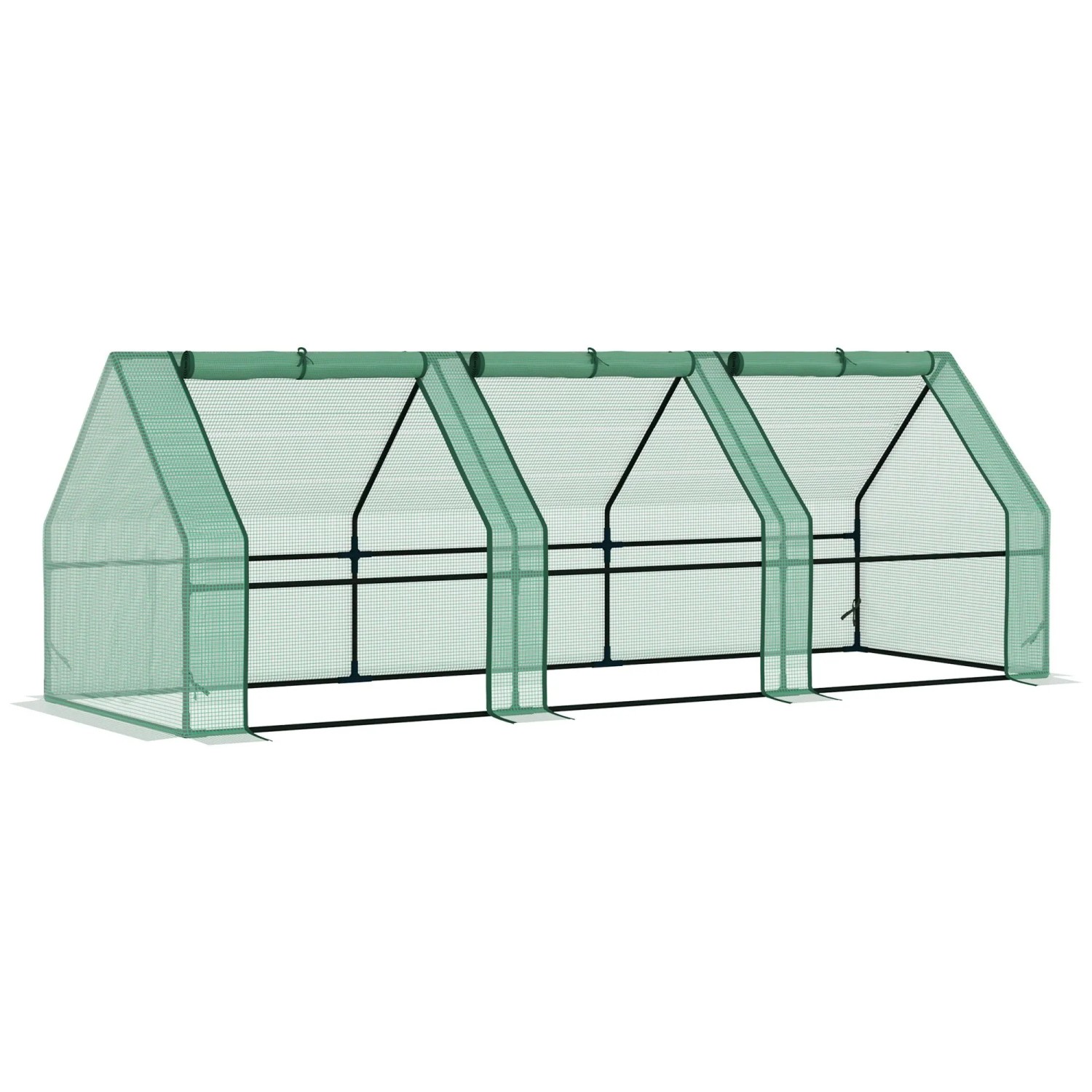 Furnicato Gewächshaus Mit 3 Rollfenstern Pe-gitterfolie 270x90x90cm