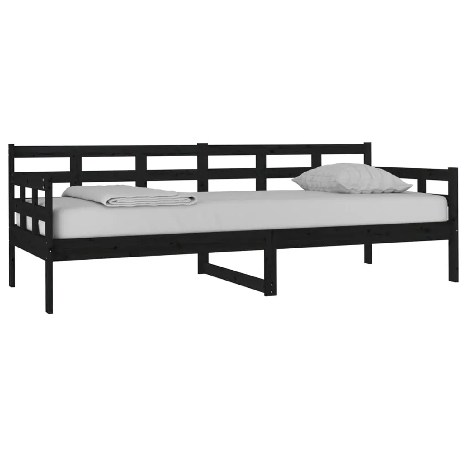 Schwarzes vidaXL Tagesbett aus Kiefernholz (80x200 cm) mit Lattenrost, ideal als Bett oder Sofa.