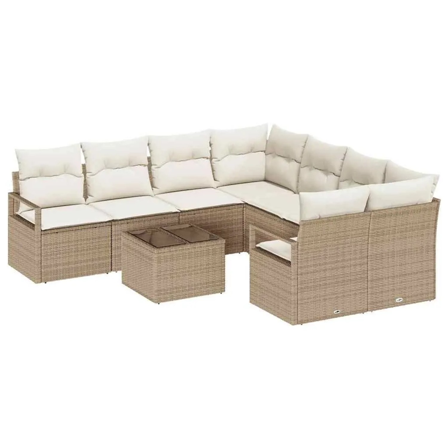 vidaXL Sofa Set mit Kissen 9-Tlg Beige und Creme Poly-Rattan 3354990 günstig online kaufen