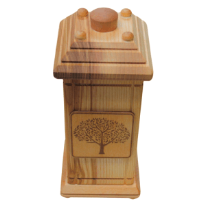 Dekohelden24 Tierurne Urne für Kleintiere Andenkurne Haustier Aschebox Tierurne groß Urne mit Lebensbaummotiv aus Buchenholz L/B/H 12 x 12 x 30 cm