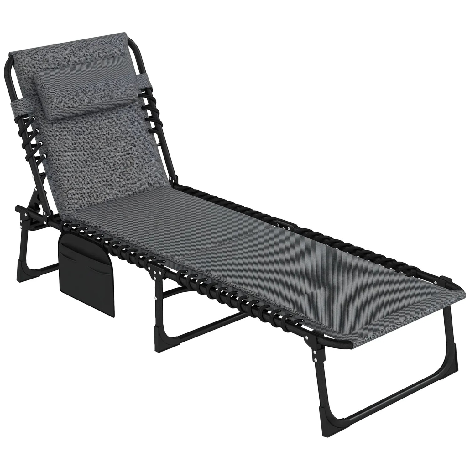 Outsunny Sonnenliege Polyester Stahl Dunkelgrau 68L x 189B x 36H cm