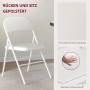 Weißer HOMCOM Klappstuhl mit Stahlrahmen und Kunstlederbezug. Esszimmerstuhl, platzsparend.
