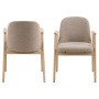 Ebuy24 Leo Esszimmerstuhl mit Armlehnen, Bouclé Beige, Vorder- und Rückansicht.