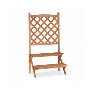 Relaxdays Blumentreppe mit Rankgitter Tannenholz Natur 109,5 cm x 61 cm x 40 cm