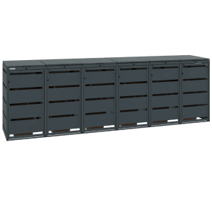 MBOX24 Classic Mülltonnenbox für 6 Mülltonnen (120L) aus Verzinktem Stahl  6er Metall Mülltonnenverkleidung in Anthrazit  Robust & Wetterfest