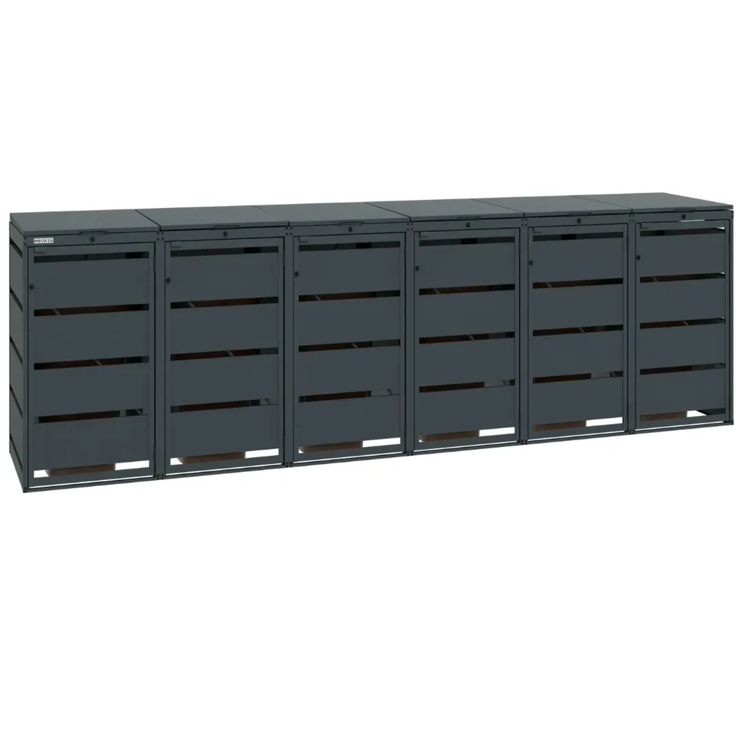 MBOX24 Classic Mülltonnenbox für 6 Mülltonnen (120L) aus Verzinktem Stahl  6er Metall Mülltonnenverkleidung in Anthrazit  Robust & Wetterfest