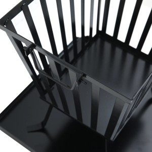 Eckiger, schwarzer Taino Feuerkorb aus Stahl mit Funkenschutz-Unterlage für Garten und Outdoor.