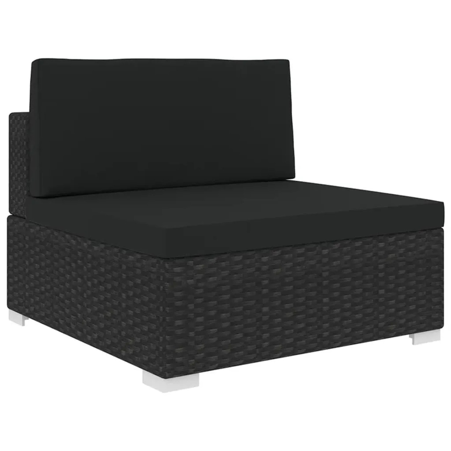 vidaXL Modular-Sofa-Mittelteil 1 Stk Auflagen Poly Rattan Schwarz 46796