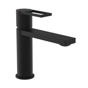 Schwarze, matte Schütte Waschtischarmatur Manhattan für moderne Badezimmer.