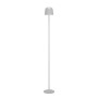 Graue EGLO LED Akku Stehlampe MANNERA-L mit Touchdimmer, kabellos und IP54-geschützt.