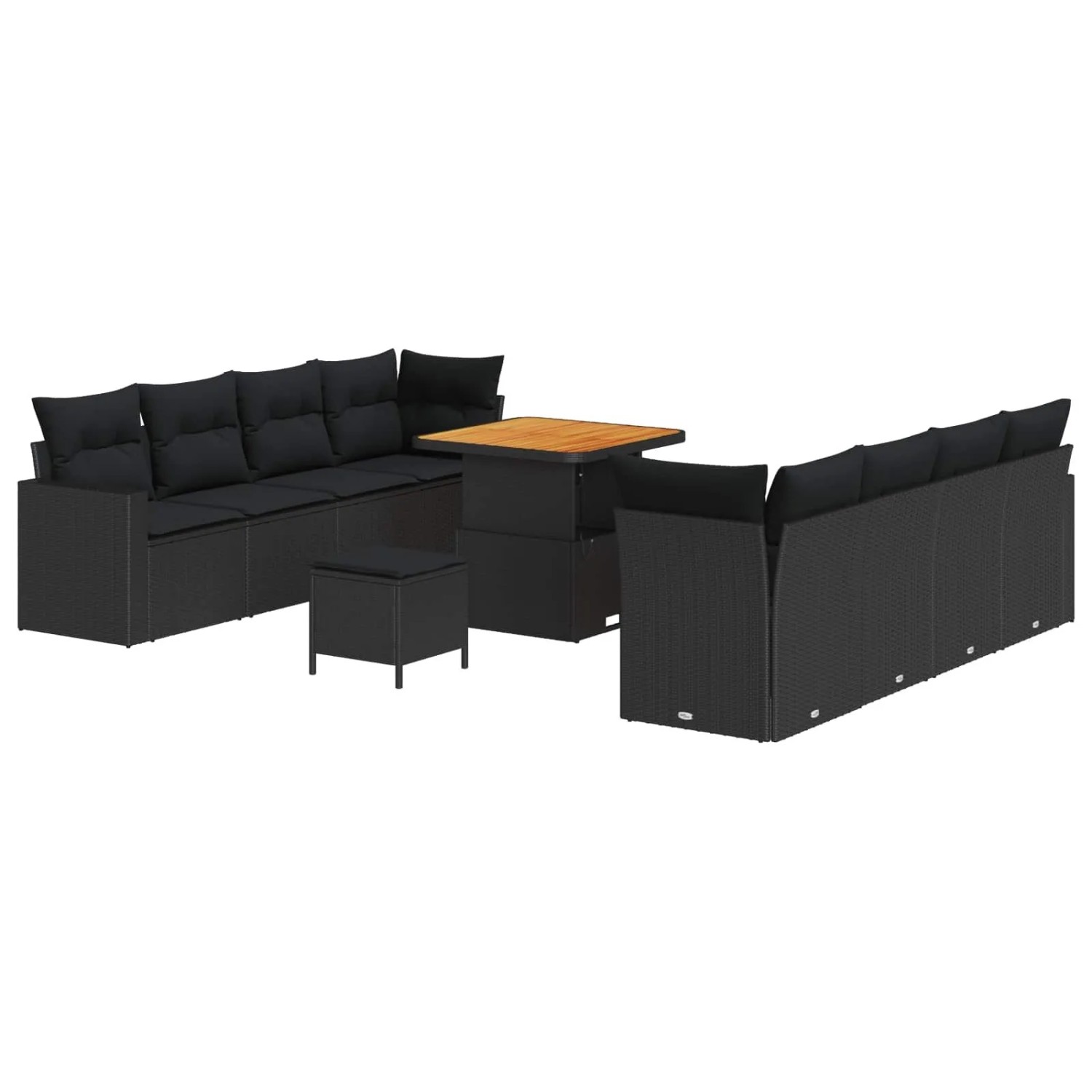 vidaXL Gartensofa-Set mit Kissen 12 Stk Schwarz Poly-Rattan 3363534