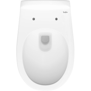 Weißes, spülrandloses baliv Wand-WC Glasgow Tiefspüler, Aufsicht.