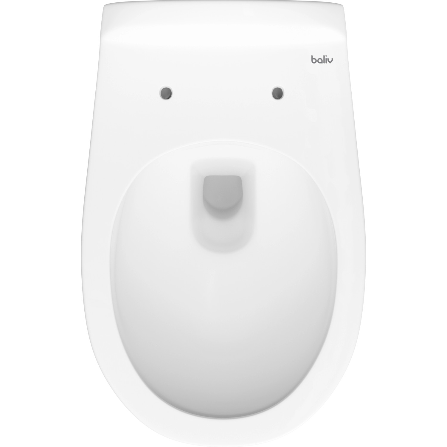 Weißes, spülrandloses baliv Wand-WC Glasgow Tiefspüler, Aufsicht.