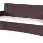 Braune Poly-Rattan Gartenbank Hamar mit creme-farbenem Kissen. Teil der Lounge-Garnitur.