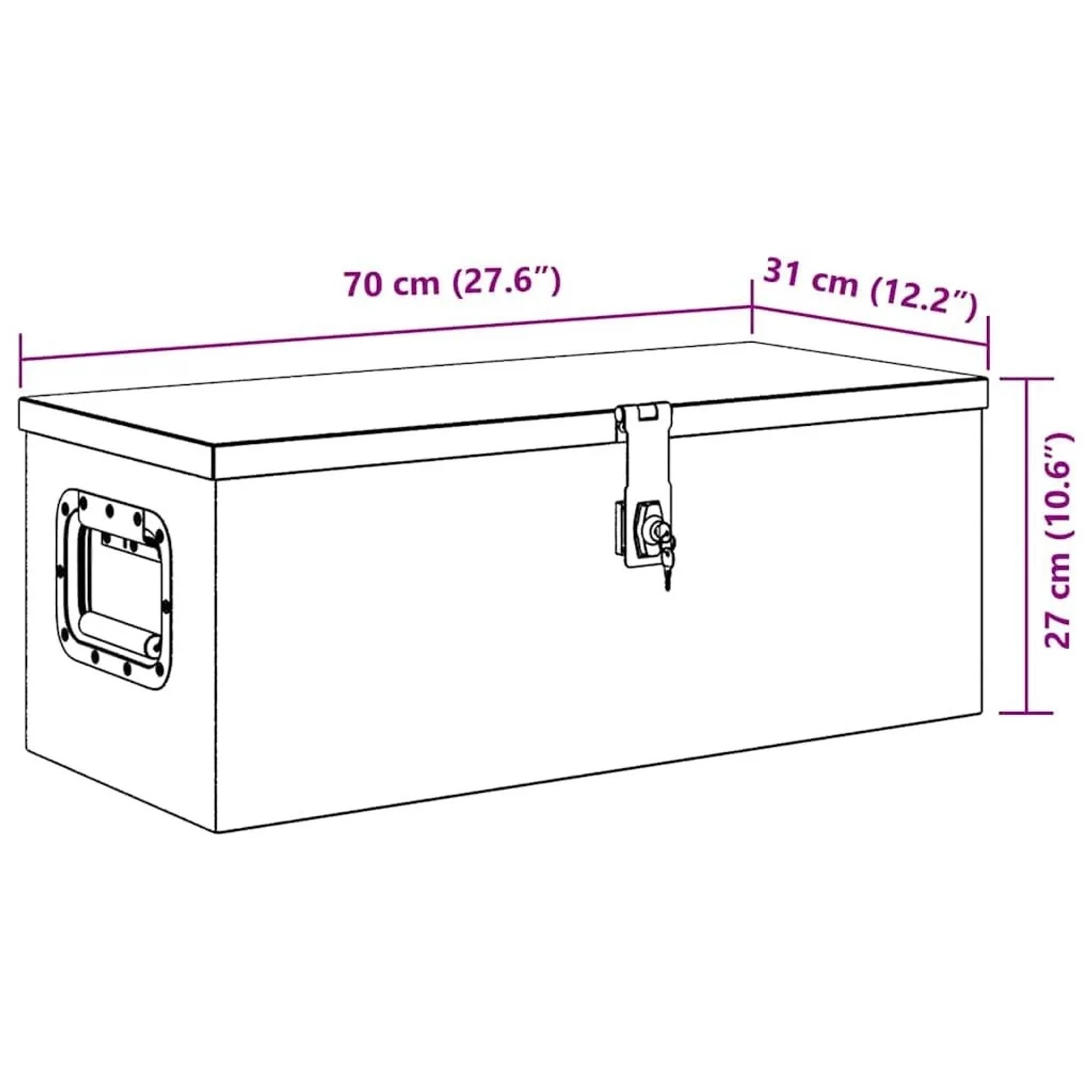 DELUKE Aluminiumbox Mit Deckel Abschließbar Alubox Deichselbox Alu Anhängerbox Werkzeugkiste Transportbox Metallkiste 70x31x27cm Schwarz_8
