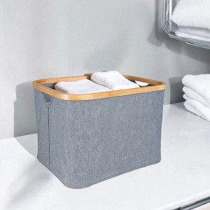 osoltus Faltbox Wäschebox Wäschekorb Nelson Bambus 40 cm Grau